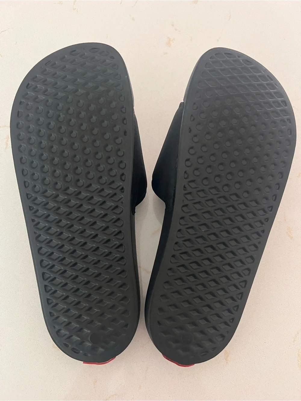 Vans La Costa Black Slides with White Vans Logo